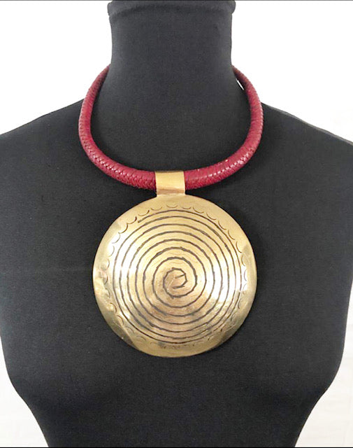 Bronze And leather Necklace