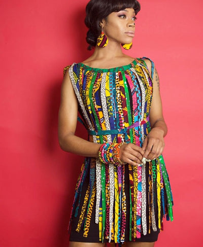 African Print Wrap Necklace- Skirt