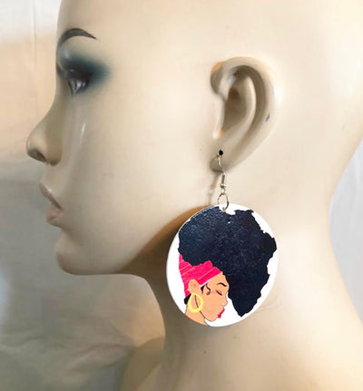 Chaka Afro Wood Earring